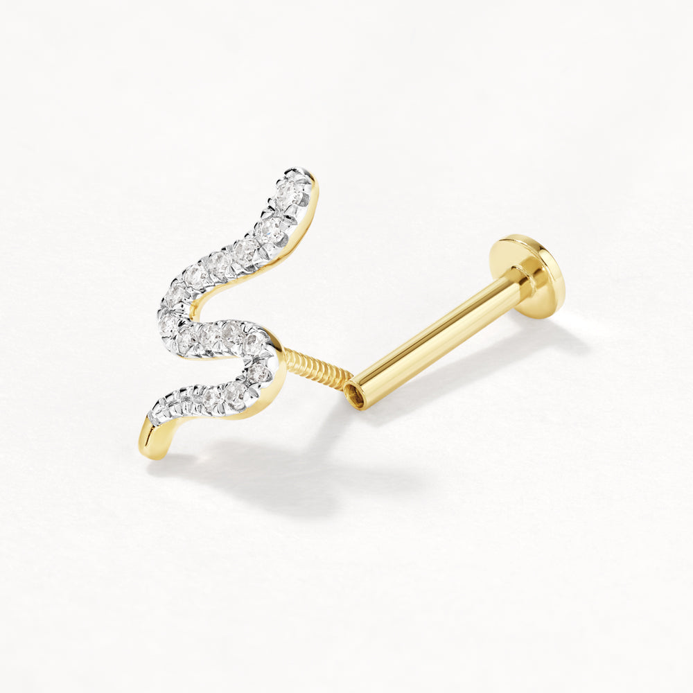 0.045 TCW Round Lab-Grown Diamond Snake Helix Single Stud Earring