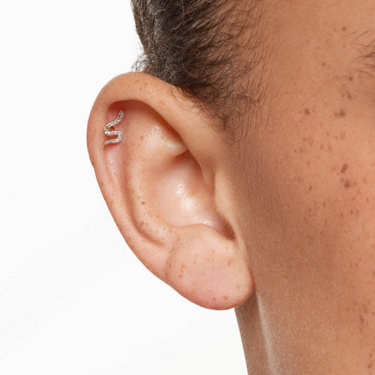 0.045 TCW Round Lab-Grown Diamond Snake Helix Single Stud Earring