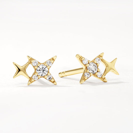0.08 TCW Round Lab-Grown Diamond Double Star Stud Earring
