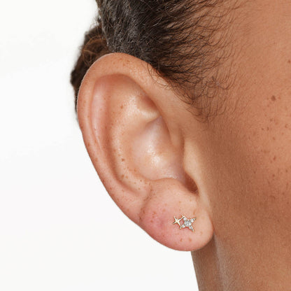 0.08 TCW Round Lab-Grown Diamond Double Star Stud Earring