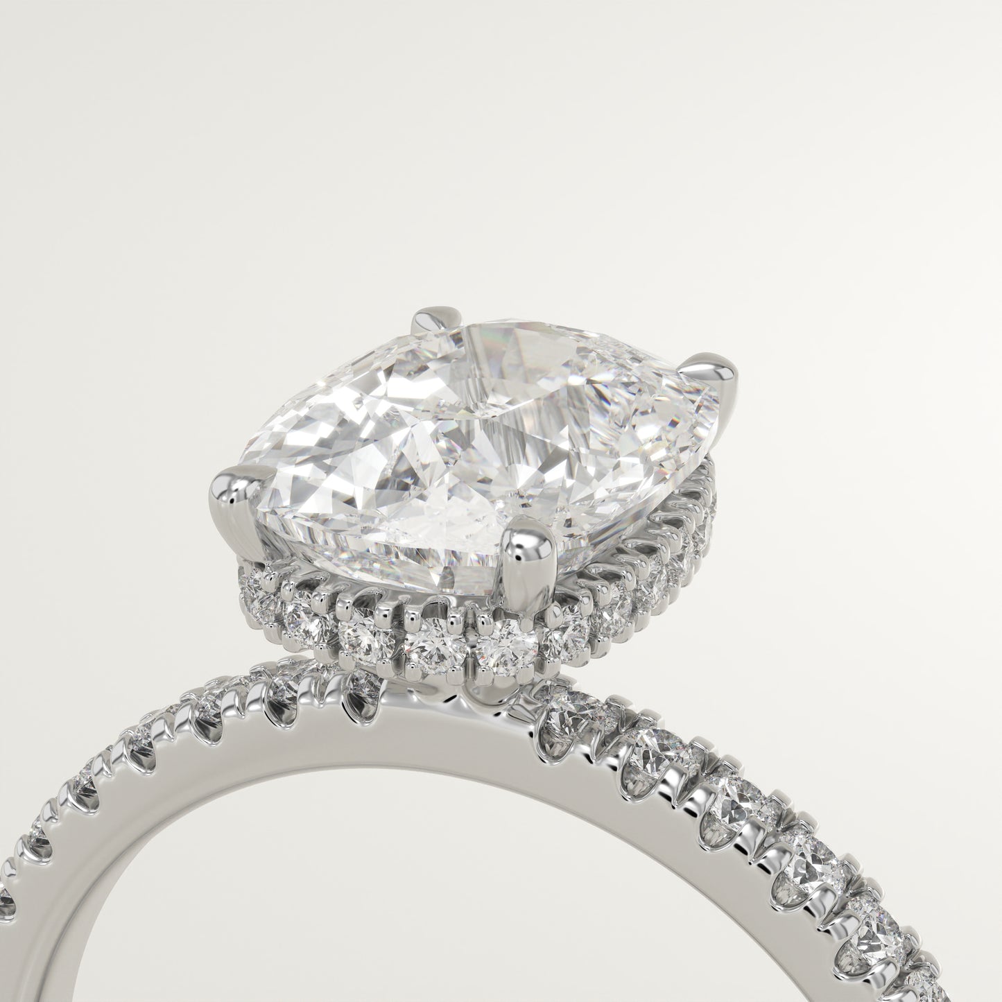 2 CT Elongated Cushion Cut Moissanite Pave Engagement Ring (US Size 6.5 Ready To Ship)