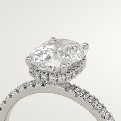 2 CT Elongated Cushion Cut Moissanite Pave Engagement Ring (US Size 6.5 Ready To Ship)