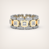 3.30 CT Two Tone Princess & Round Moissanite Diamond Band For Him
