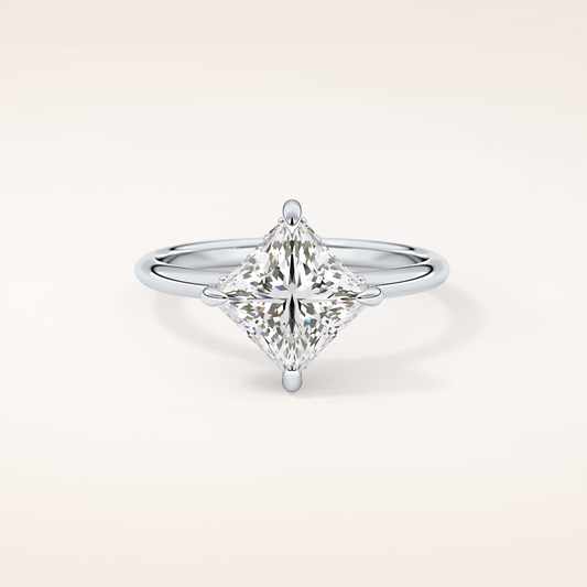  white Princess Cut Hidden Halo CVD Engagement Ring