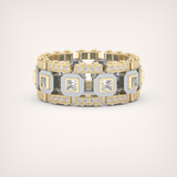 Princess & Round Moissanite Stones Two Tone Moissanite Wedding Band
