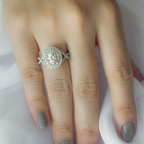 1 CT Oval Cut Double Halo & Twisted Pave Lab-Grown Diamond Engagement Ring 6