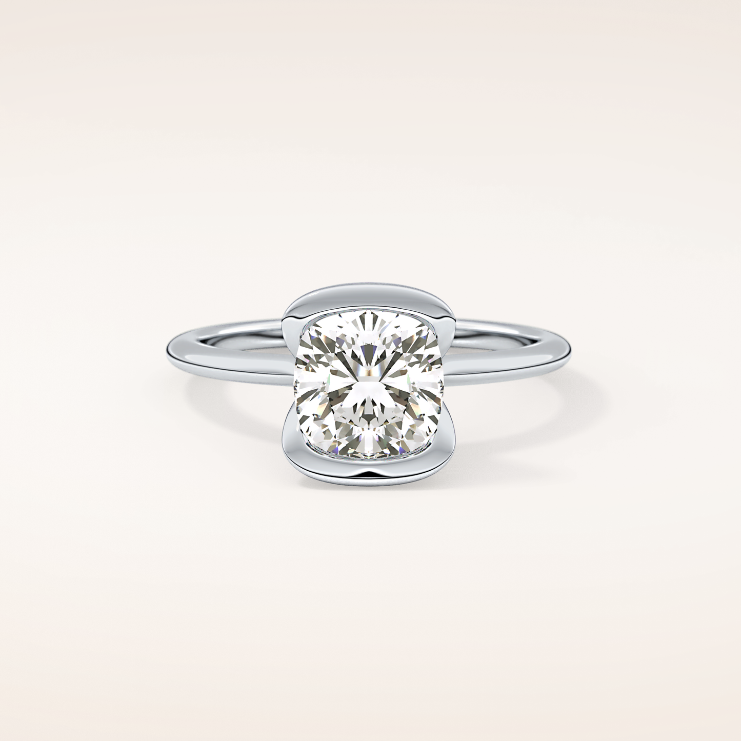 2.0 CT Cushion Cut Half Bezel Lab-Grown Diamond Engagement Ring