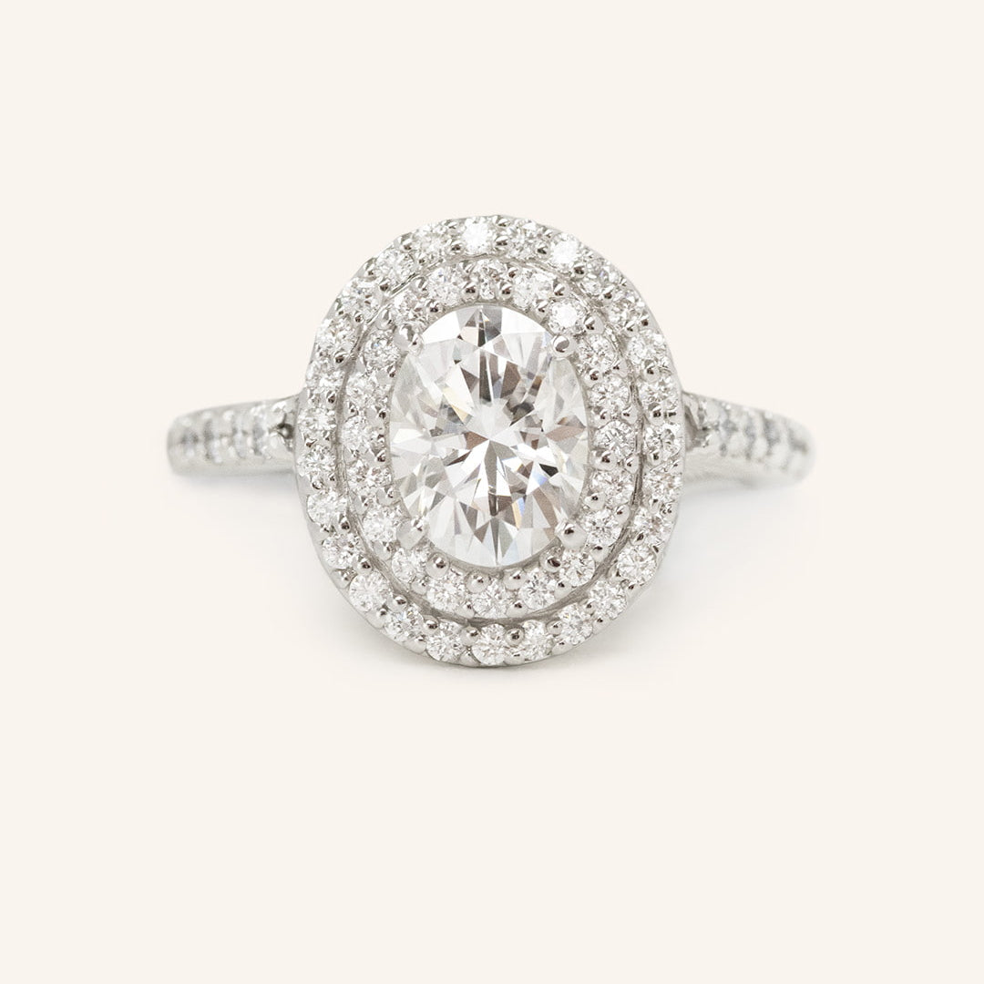 1 CT Oval Cut Double Halo Lab-Grown Diamond Engagement Ring 2