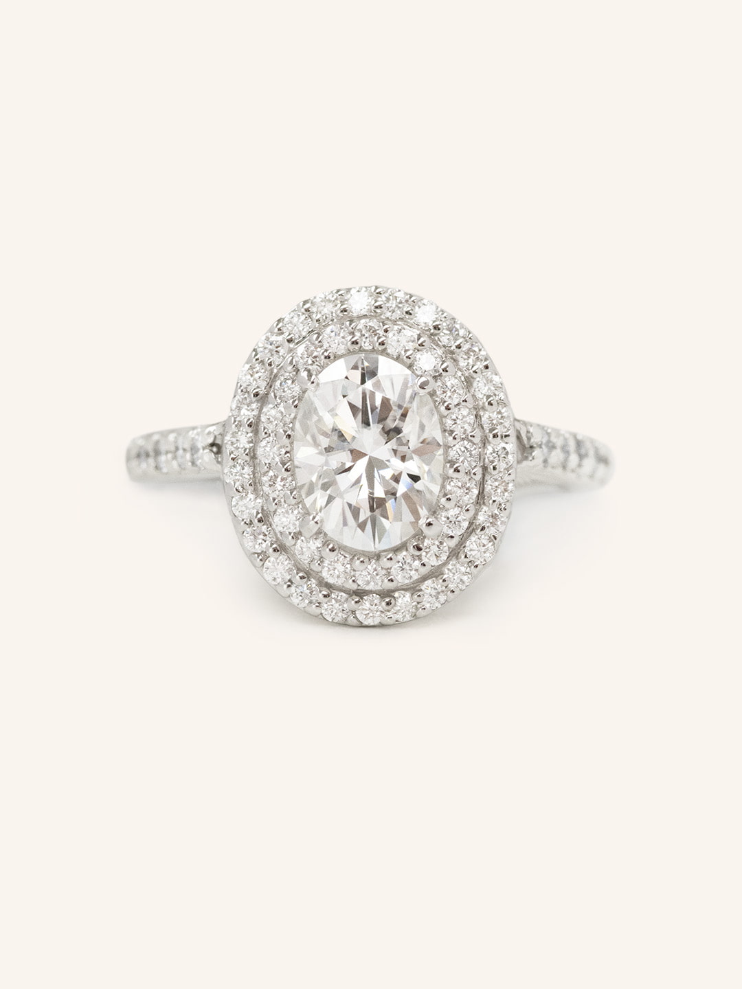 1 CT Oval Cut Double Halo Lab-Grown Diamond Engagement Ring 2