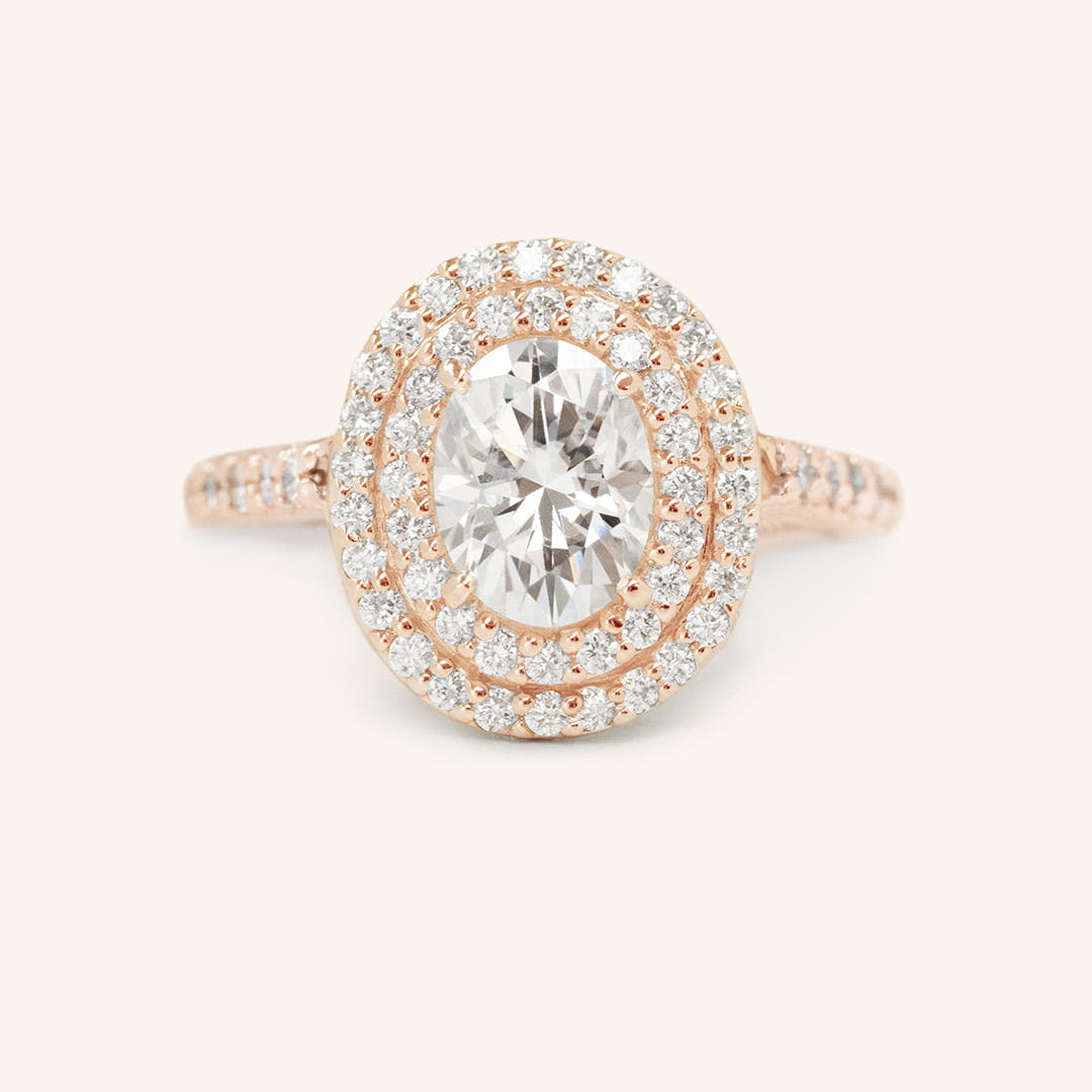 1 CT Oval Cut Double Halo Lab-Grown Diamond Engagement Ring 3