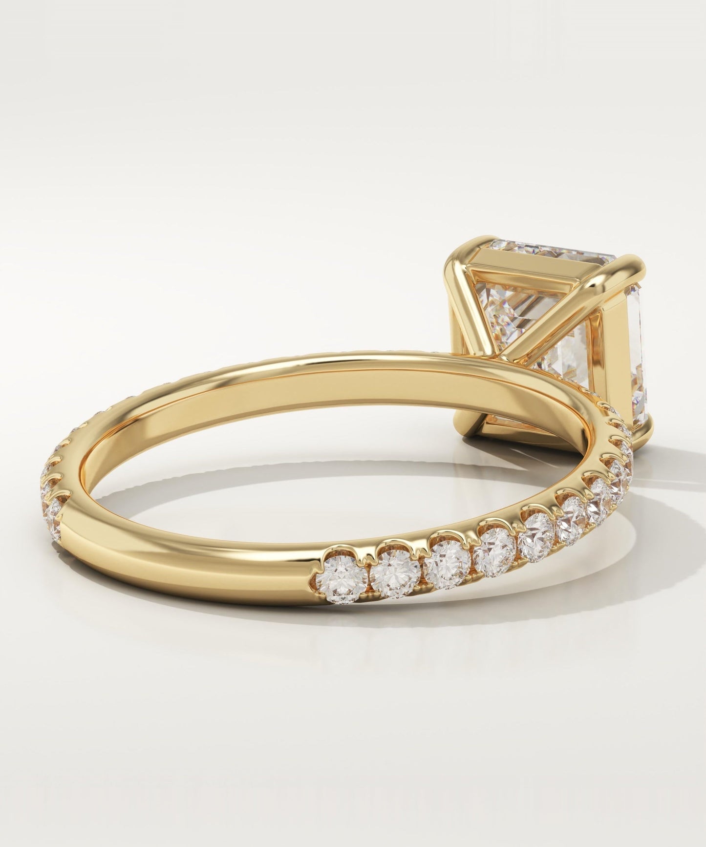 1.75 CT Asscher Cut Pave Moissanite Engagement Ring
