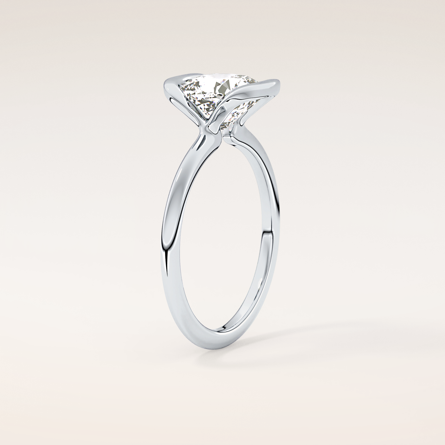2.0 CT Cushion Cut Half Bezel Lab-Grown Diamond Engagement Ring
