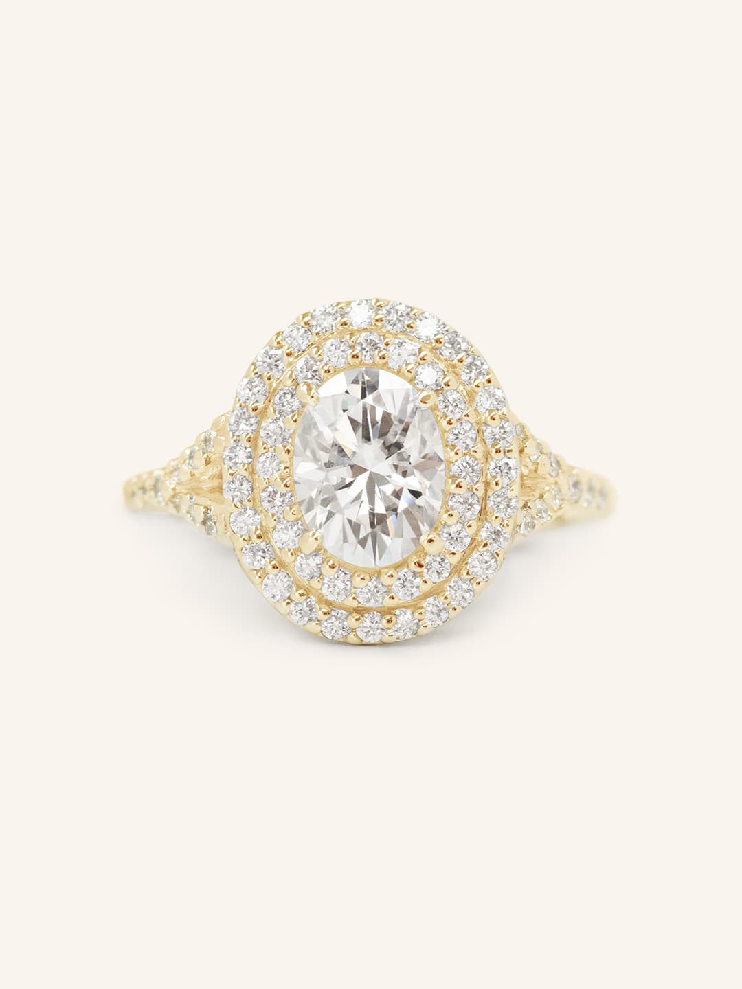 1 CT Oval Cut Double Halo Twisted Pave Lab-Grown Diamond Engagement Ring 3