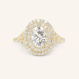 1 CT Oval Cut Double Halo Twisted Pave Lab-Grown Diamond Engagement Ring 3