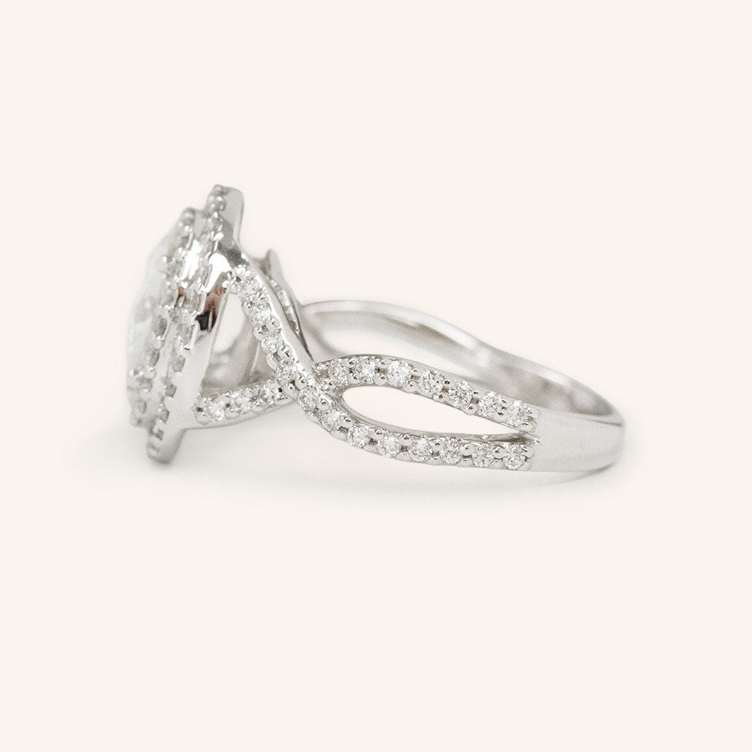 1 CT Oval Cut Double Halo & Twisted Pave Lab-Grown Diamond Engagement Ring 3