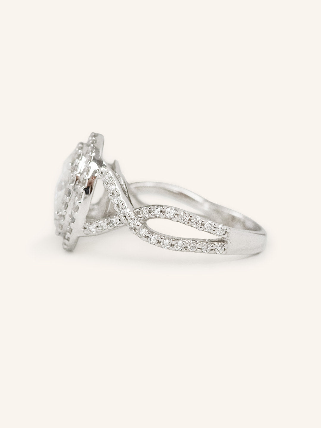 1 CT Oval Cut Double Halo & Twisted Pave Lab-Grown Diamond Engagement Ring 3