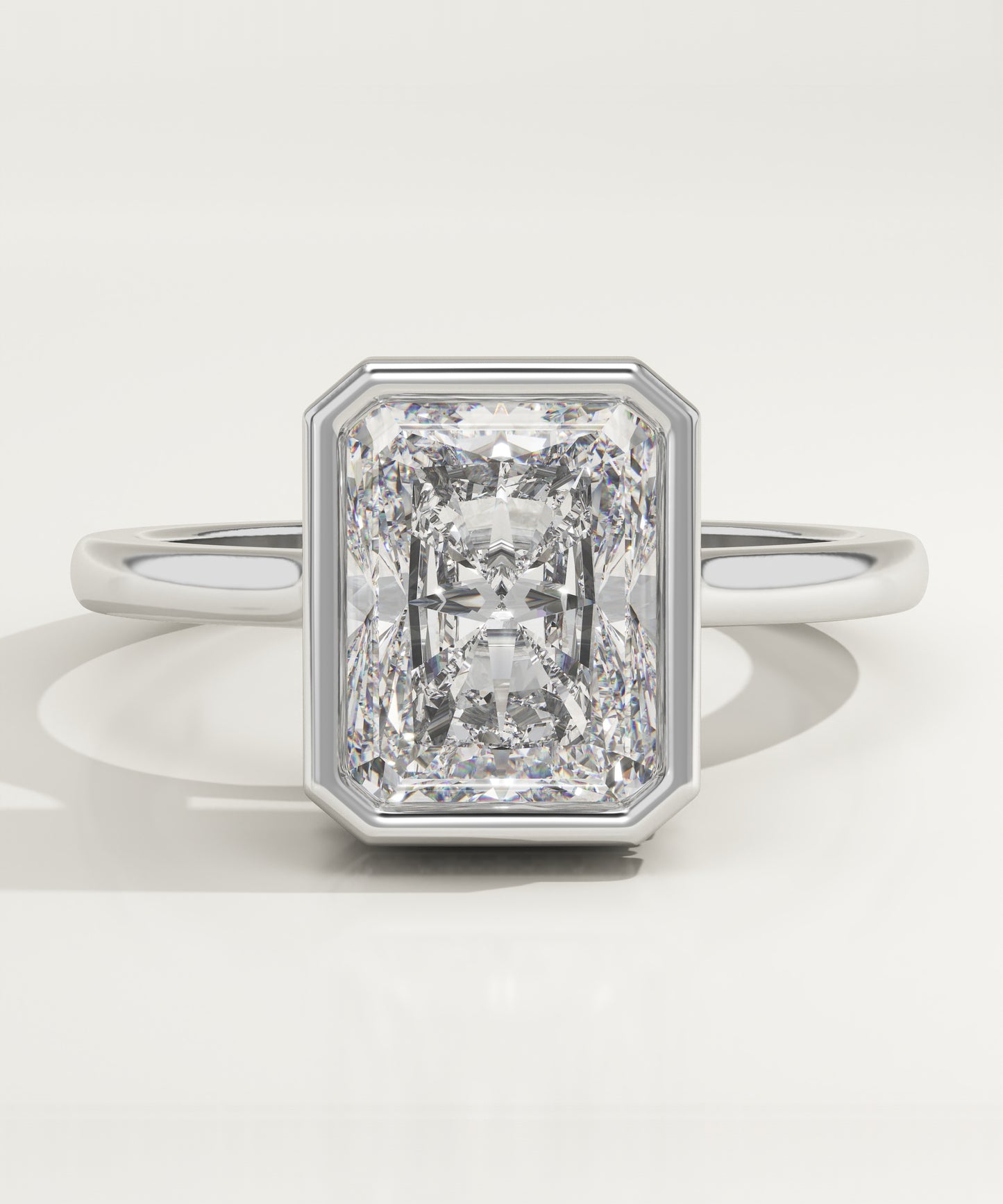 2.10 CT Radiant Cut Moissanite Bezel Engagement Ring (US Size 7.25 Ready To Ship)