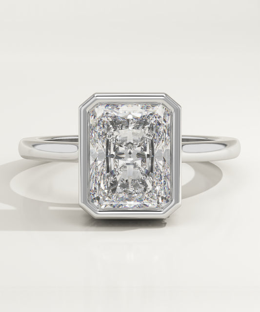 2.10 CT Radiant Cut Moissanite Bezel Engagement Ring (US Size 7.25 Ready To Ship)