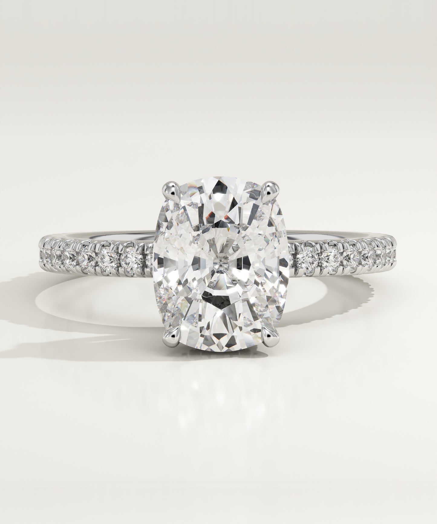 2 CT Elongated Cushion Cut Moissanite Pave Engagement Ring (US Size 6.5 Ready To Ship)