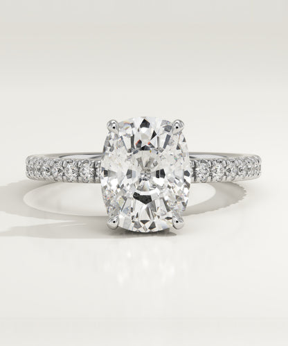 2 CT Elongated Cushion Cut Moissanite Pave Engagement Ring (US Size 6.5 Ready To Ship)