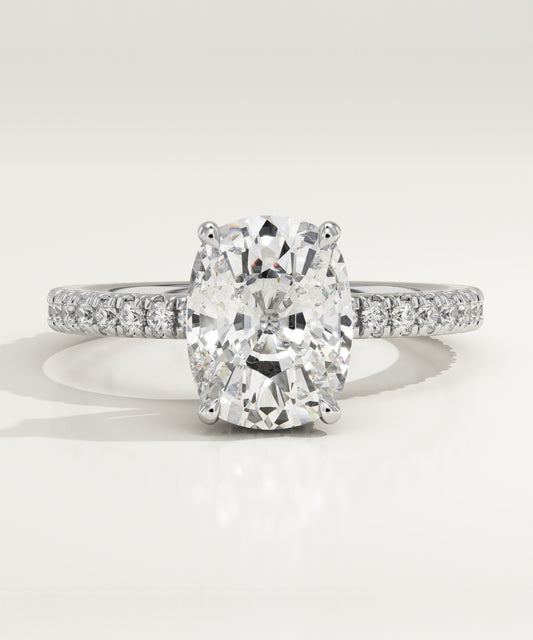 2 CT Elongated Cushion Cut Moissanite Pave Engagement Ring (US Size 6.5 Ready To Ship)