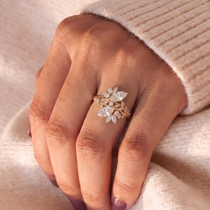 2 CT Pear Cut Curved Lab-Grown Diamond Engagement Ring