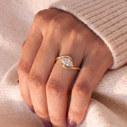 1.5 CT East West Marquise Cut Solitaire Lab-Grown Diamond Engagement Ring