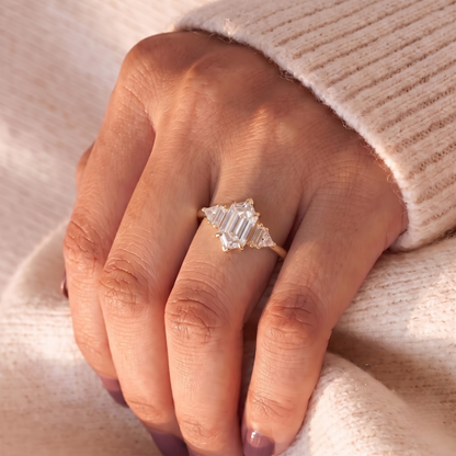 2 CT Pear Cut Curved Lab-Grown Diamond Engagement Ring
