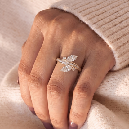 2 CT Pear Cut Curved Lab-Grown Diamond Engagement Ring