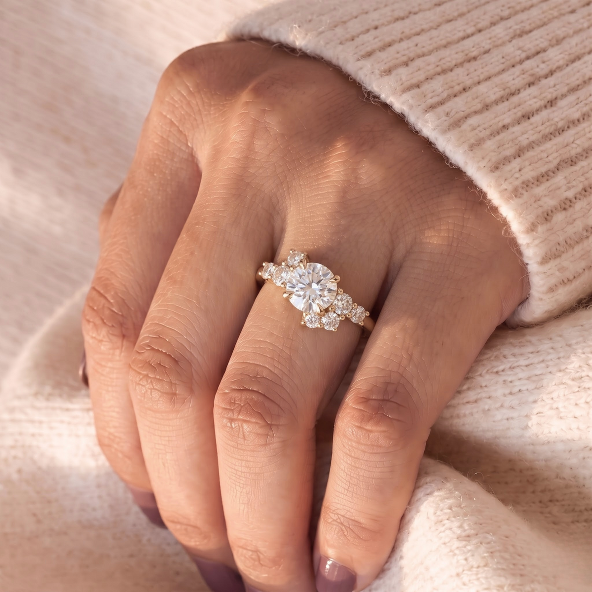 2 CT Pear Cut Curved Lab-Grown Diamond Engagement Ring