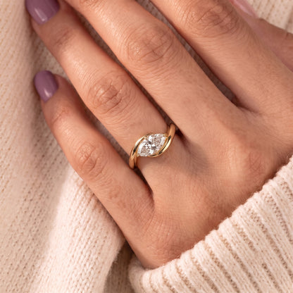2 CT East West Marquise Cut Solitaire Lab-Grown Diamond Engagement Ring