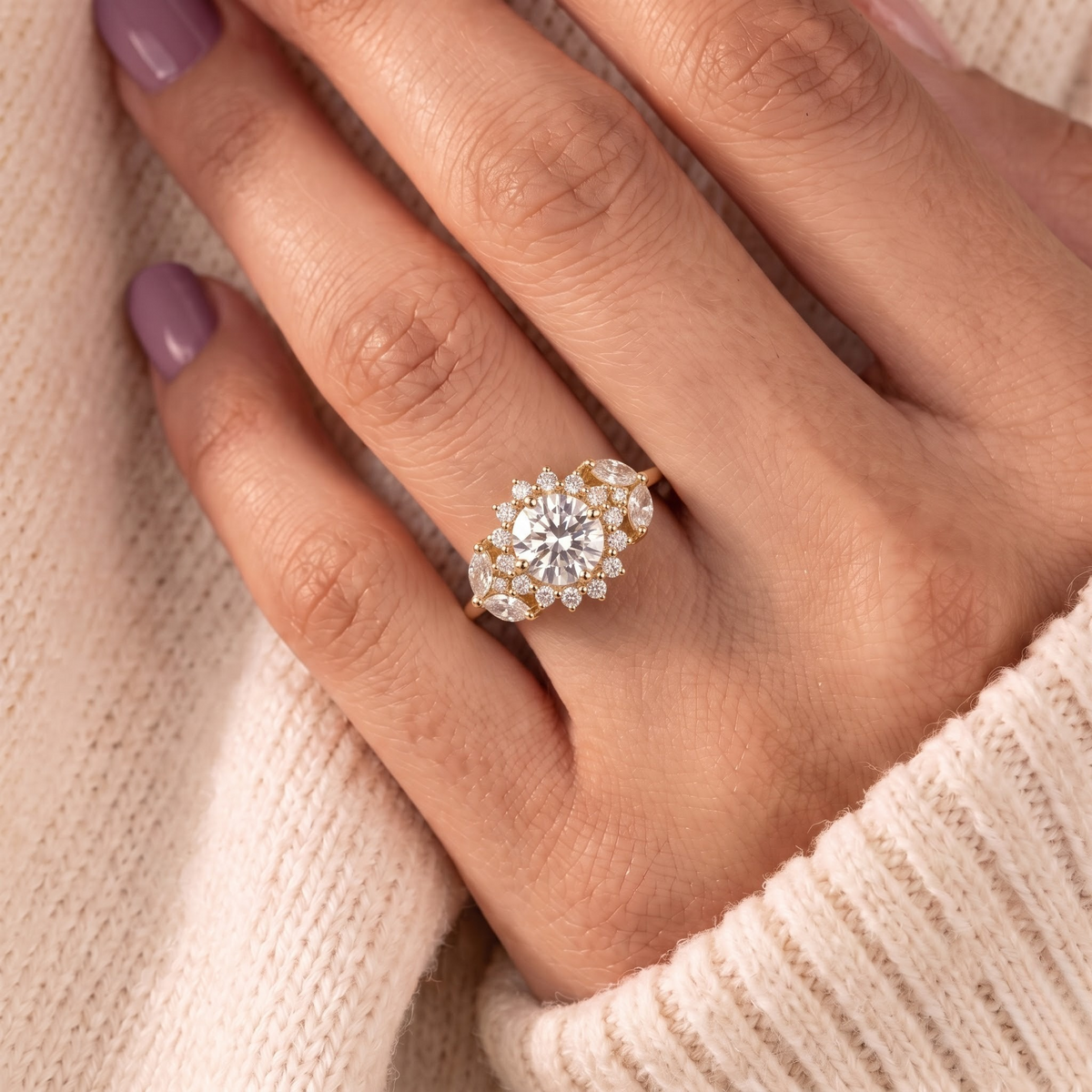 2 CT Pear Cut Curved Lab-Grown Diamond Engagement Ring
