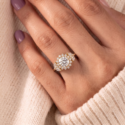 2 CT Pear Cut Curved Lab-Grown Diamond Engagement Ring