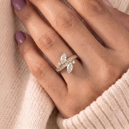 2 CT Pear Cut Curved Lab-Grown Diamond Engagement Ring
