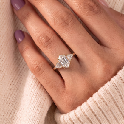 2 CT Pear Cut Curved Lab-Grown Diamond Engagement Ring