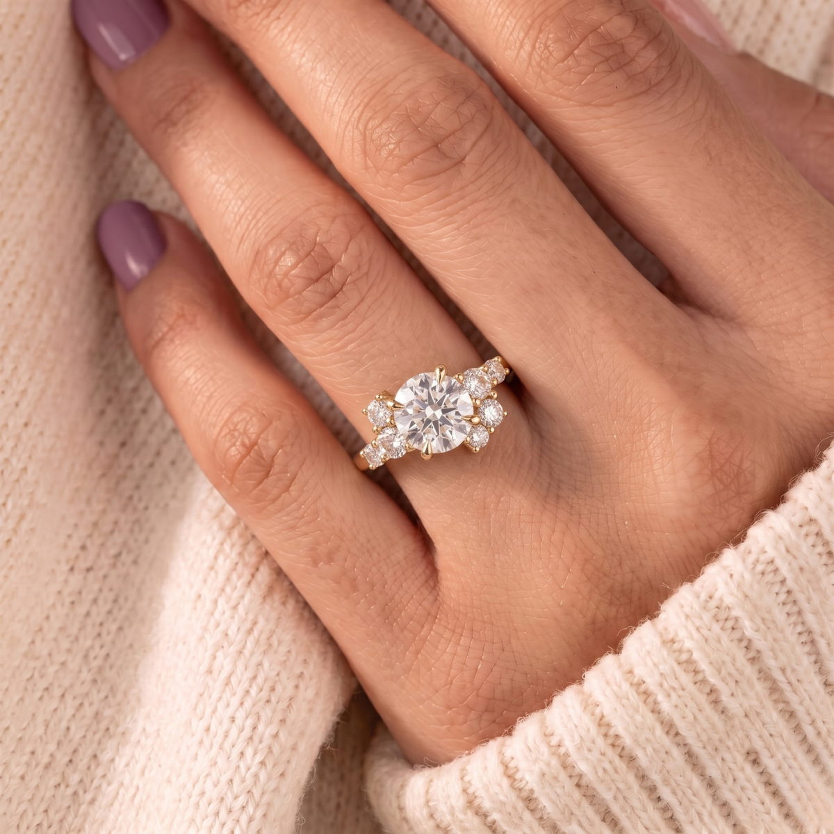 2 CT Pear Cut Curved Lab-Grown Diamond Engagement Ring