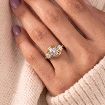 2 CT Pear Cut Curved Lab-Grown Diamond Engagement Ring