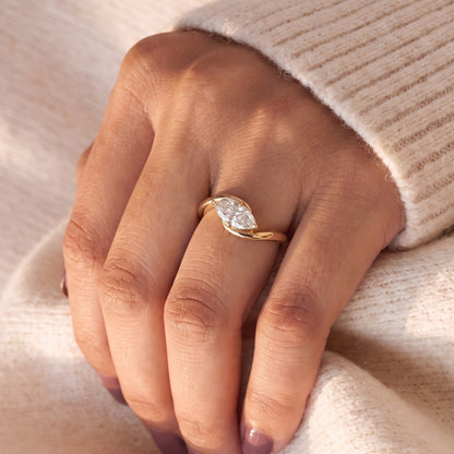 2 CT East West Marquise Cut Solitaire Lab-Grown Diamond Engagement Ring