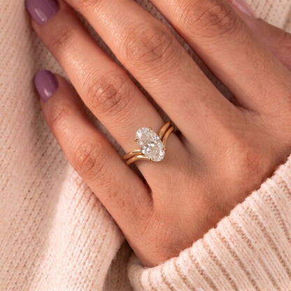 3 CT Moval Cut Curved Lab-Grown Diamond Bridal Set