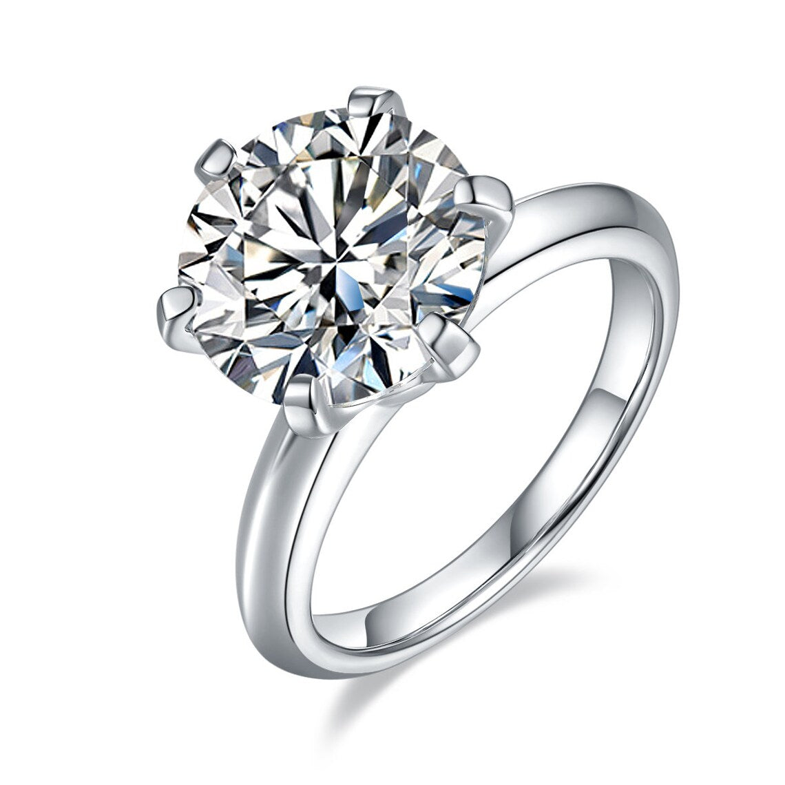 2.0 CT- 5.0 CT Round Shaped Moissanite Solitaire Engagement Ring