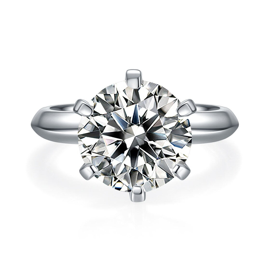 2.0 CT- 5.0 CT Round Shaped Moissanite Solitaire Engagement Ring