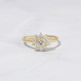0.5 CT Round Cut Halo April-Diamond Birthstone Engagement Ring