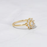 0.5 CT Round Cut Halo April-Diamond Birthstone Engagement Ring