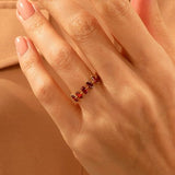 1 TCW Oval Shaped January-Garnet Birthstone Wedding Band