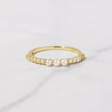 0.5 TCW Round Shaped Half Eternity June-Pearl Birthstone Wedding Band