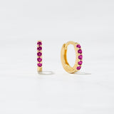 0.3 TCW Round July-Ruby Birthstone Hoop Earrings