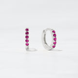 0.3 TCW Round July-Ruby Birthstone Hoop Earrings