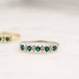 0.75 TCW Round Shaped Multi Stone May-Emerald Birthstone Wedding Band