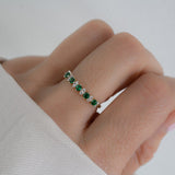 0.75 TCW Round Shaped Multi Stone May-Emerald Birthstone Wedding Band