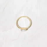 0.7 CT Emerald Cut Bezel April-Diamond Birthstone Engagement Ring